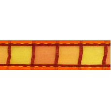 Лента органза с рисунком SAFISA, 25 мм, 15 м, цвет 02, оранжевый
