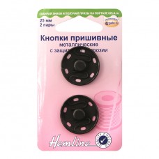Кнопки пришивные, металлические 25 мм чёрный HEMLINE 421.25/G002