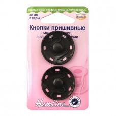 Кнопки пришивные, металлические 30 мм чёрный HEMLINE 421.30/G002