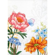 Набор для вышивания Цветы и бабочка 22,5 х 31,5 см LUCA-S BU4019