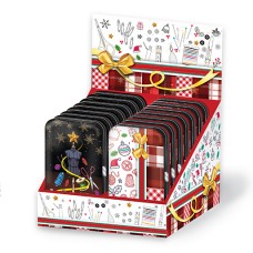 Набор дорожный в кошельке с новогодними принтами, 14 шт в картонном цветном дисплее 16 x 18,5 x 12,5 см черный, красный HEMLINE N4375