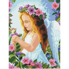 Картина стразами Ангел с цветами