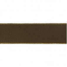 Лента атласная SAFISA с люрексным кантом по краям, 25 мм, 25 м, цвет 17, темно-коричневый