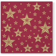Салфетки трехслойные для декупажа, коллекция Lunch  PAW Decor Collection Красивые звезды темно-кр