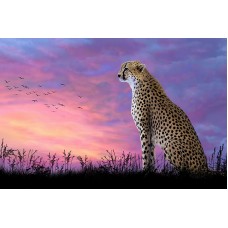 Картина стразами Леопард на закате
