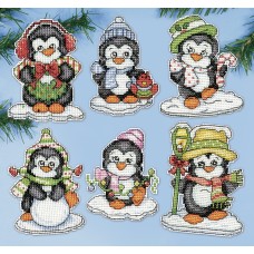 Набор для вышивания елочных украшений Пингвинята на льду 9 х 10 см DESIGN WORKS 2286