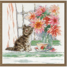 Набор для вышивания Любопытный котенок 30,5 х 30,5 см DESIGN WORKS 3395