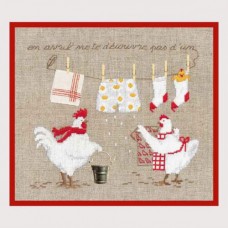 Набор для вышивания:EN AVRIL NE TE DECOUVRE PAS D UN (Петух и курочка)