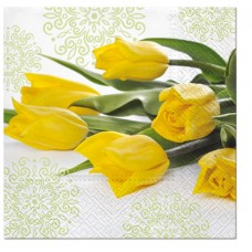 Салфетки трехслойные для декупажа, коллекция Lunch  PAW Decor Collection Желтые тюльпаны