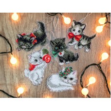 Набор для вышивания Рождественские котята 8 х 8 см LUCA-S Leti987