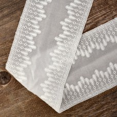 Шитье-вышивка на батисте, прошва, 100 мм, цвет белый