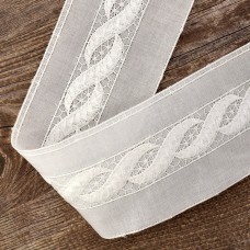 Шитье-вышивка на батисте, прошва, 60 мм, цвет белый