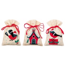 Набор для вышивания мешочков (саше) Рождественская птица и дом VERVACO PN-0162245