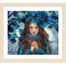 Набор для вышивания Девушка с синими цветами 38 х 32 см LANARTE PN-0188640