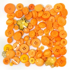 Пуговицы Sandra b, в стеклянной банке от 16L до 44L, реже 54L оранжевый микс от 10,16 мм до 27,94 мм, реже 34,29 мм SANDRA ADDES/Orange MIX