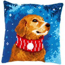 Набор для вышивания подушки Собака в шарфе 40 х 40 см VERVACO PN-0196763