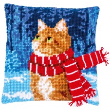Набор для вышивания подушки Кот в шарфе 40 х 40 см VERVACO PN-0196702