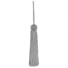 Кисть декоративная на шнуре, длина 120 мм, цвет серебряный
