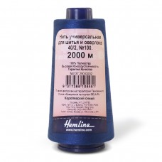 Нить универсальная  Hemline для шитья и оверлока, королевский синий 2000 м королевский синий 40/2 HEMLINE N4137.290/G002