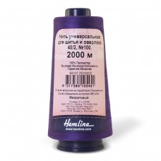 Нить универсальная  Hemline для шитья и оверлока, фиолетовый 2000 м фиолетовый 40/2 HEMLINE N4137.250/G002