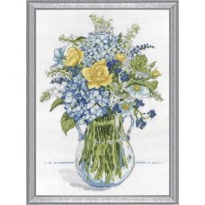 Набор для вышивания Синие и желтые цветы 25 х 35 см DESIGN WORKS 2866