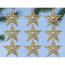 Набор для вышивания елочных украшений Свет звезд 7,5 см золотой DESIGN WORKS 6215