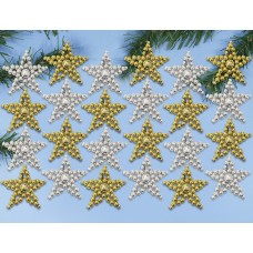 Набор для вышивания елочных украшений Свет звезд 5 см серебряный/золотой DESIGN WORKS 6217