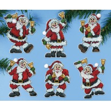 Набор для вышивания елочных украшений Санта с колокольчиками 7 х 10 см DESIGN WORKS 5918