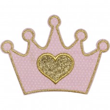 Термоаппликация Сердце в короне 11,5 х 8 см розовый 0,125 см HKM 42576