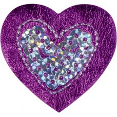 Термоаппликация Сердце с блёстками фиолетовое большое 4 х 3,7 см фиолетовый 0,125 см HKM 42639