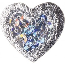 Термоаппликация Сердце с серебрянными блёстками маленькое 2 х 1,8 см серебристый 0,125 см HKM 42642