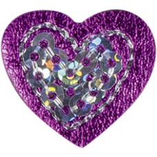 Термоаппликация Сердце с блёстками фиолетовое маленькое 2 х 1,8 см фиолетовый 0,125 см HKM 42644