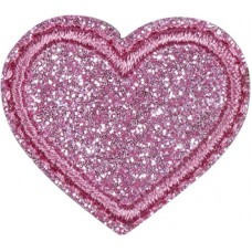 Термоаппликация Маленькие розовые сердечки с блестками  3 х 2,7 см розовый 0,125 см HKM 42651