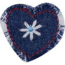 Термоаппликация Голубое сердце со звездой 5 х 4,9 см синий деним 0,125 см HKM 42928