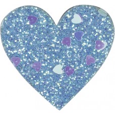 Термоаппликация Сердце синее с блёстками маленькое 3,5 х 3,2 см голубой 0,125 см HKM 43000