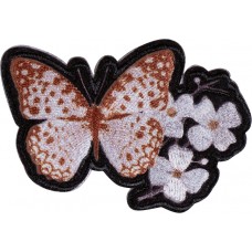 Термоаппликация Бабочка с цветком 7,2 х 4,9 см коричневый 0,125 см HKM 43063