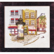 Набор для вышивания: Улица с почтовой колонной 30 x 32 см OEHLENSCHLAGER 02050