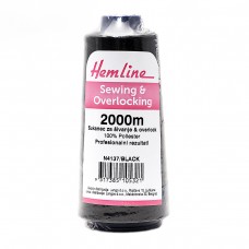 Нить универсальная  Hemline для шитья и оверлока, 2000 м 2000 м черный 40/2 HEMLINE N4137/BLACK