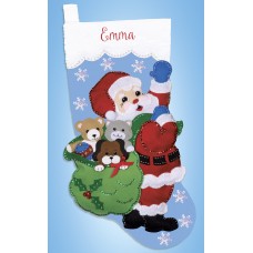 Набор для вышивания сапожка для подарков Санта с мешком подарков 45 см DESIGN WORKS 6810