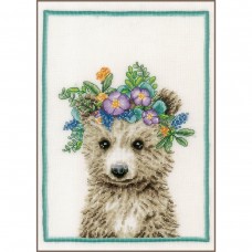 Набор для вышивания Flower crown bear   22 х 30 см LANARTE PN-0200867