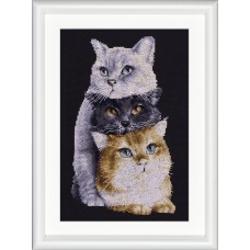 Набор для вышивания Три кота, канва Aida (черного цвета) 14 ct 18 х 26 см DUTCH STITCH BROTHERS DSB015A
