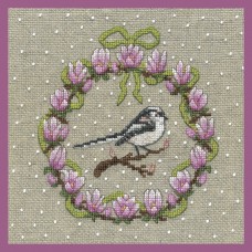 Набор для вышивания March Wreath Long-Tailed Tit (Мартовский венок дл/хв синица), 14.5 х 14.5 см