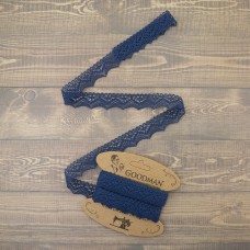 Кружево плетеное, 25 мм, цвет синий, 100% хлопок, 5 м
