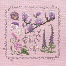 Набор для вышивания: Pink Flowers (Розовые цветы), 14 х 14 см