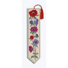 Набор для вышивания закладки Bookmark Anemones (Анемоны), 20 х 4,5 см