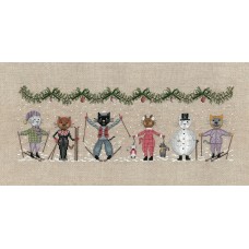 Набор для вышивания Frieze Skiing Cats (Котики-лыжники), 32 х 11 см