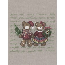 Набор для вышивания елочной игрушки Couple of Christmas Bears (Пара рождественских мишек)