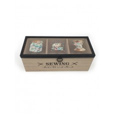 Шкатулка для хранения швейной фурнитуры, 24 х 10 х 9 см, 3 отделения 24 см натуральный HEMLINE G001.TN014