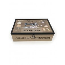 Шкатулка для хранения швейной фурнитуры, 25 х 17 х 8 см 25 см натуральный HEMLINE G001.TN016