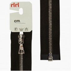 Молния металл, Ni, разъёмная 1 замок, на атласной тесьме, 4 мм, 70 см, цвет 2110, черный